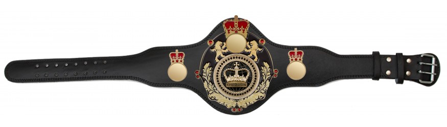 QUEENSBURY PLT LEATHER BLACK CHAMPION CROWN CHAMPIONSHIP BELT  - PLTQUEEN/B/G/BLKGEM - AVAILABLE IN 4 COLOURS